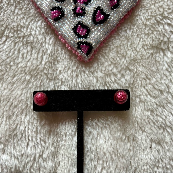 Pink Murano Glass and Sterling Silver Stud Earrings - Picture 4 of 4